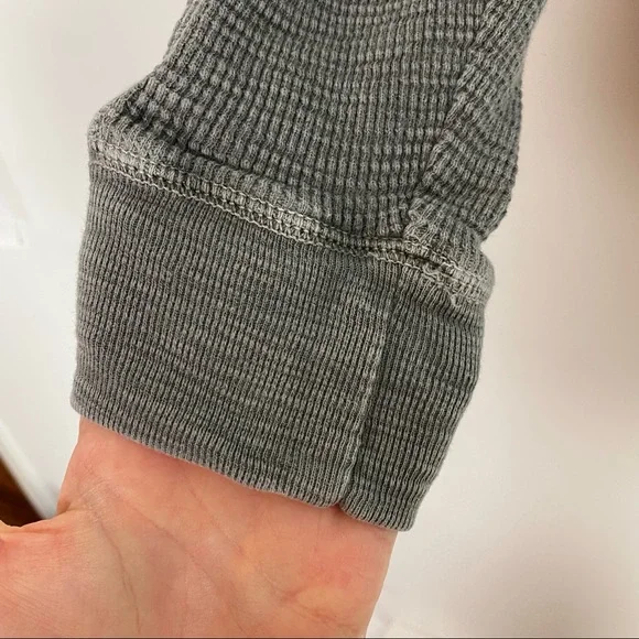 Lucky Brand Thermal Pullover Boho Hoodie Long Sleeve Distressed Gray Size Small - Picture 6 of 9